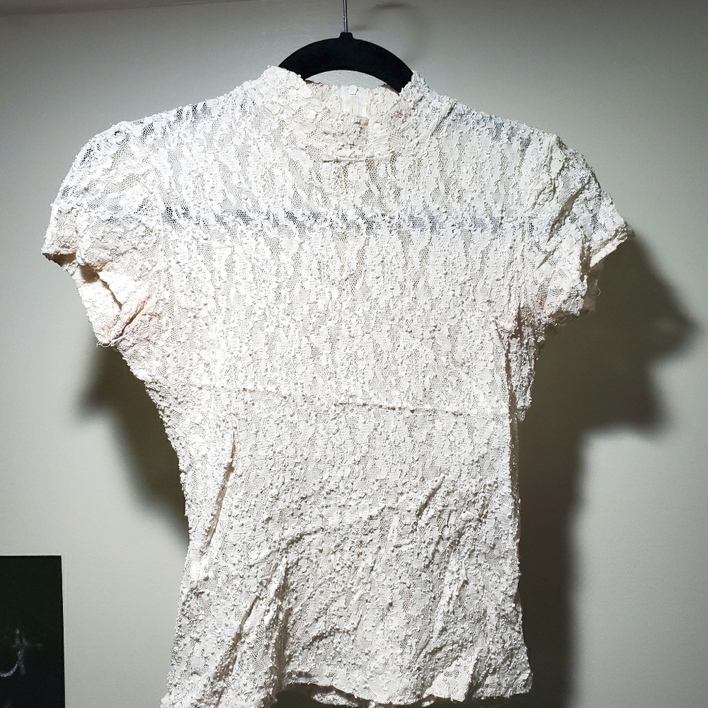 Vintage Lace High Neck Top - Medium
